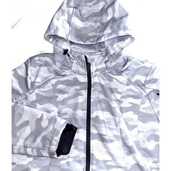 Free Country Women’s Gray Silver Chip Camo Lightweight Jacket XL Hooded - Picture 2 of 11